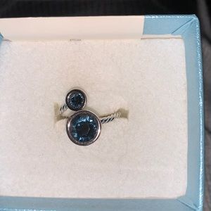 Touchstone crystal Montana blue curled up ringSz8